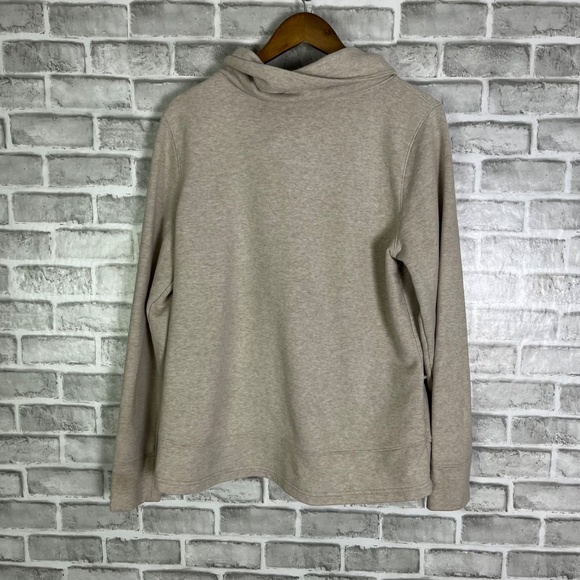 Under Armour Cowl Neck Neutral Cream Diagonal Zip Double Pocket Sweater Large - Picture 5 of 9